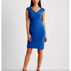 Ralph Lauren women's Jersey Surplice‎ Dress Royal Cobalt Blue